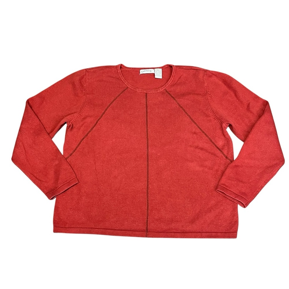 Orvis Brick Red Cotton-Cashmere Sweater Sz XL